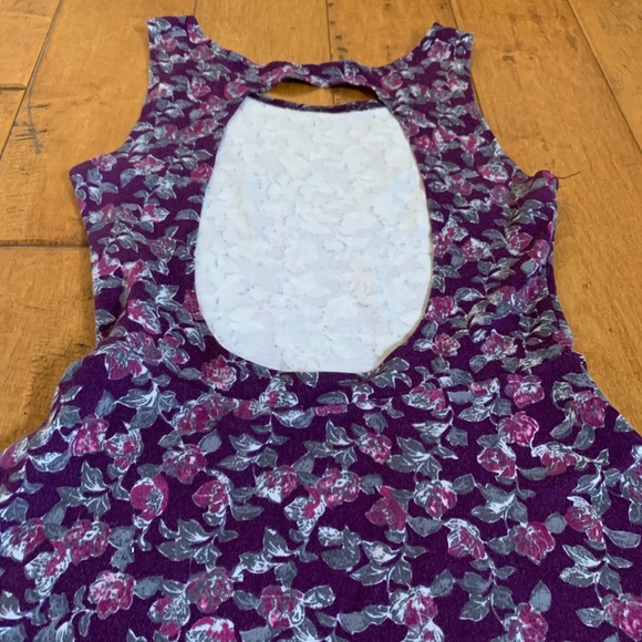 Brandy Melville Purple Floral Open Back Skater Dress - Picture 8 of 9